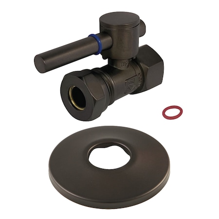 Kingston Brass 1/2" FIP X 1/2" or 7/16" Slip Joint Quarter-Turn Straight Stop Valve with Flange, Oil Rubbed Bronze CC44155DLK